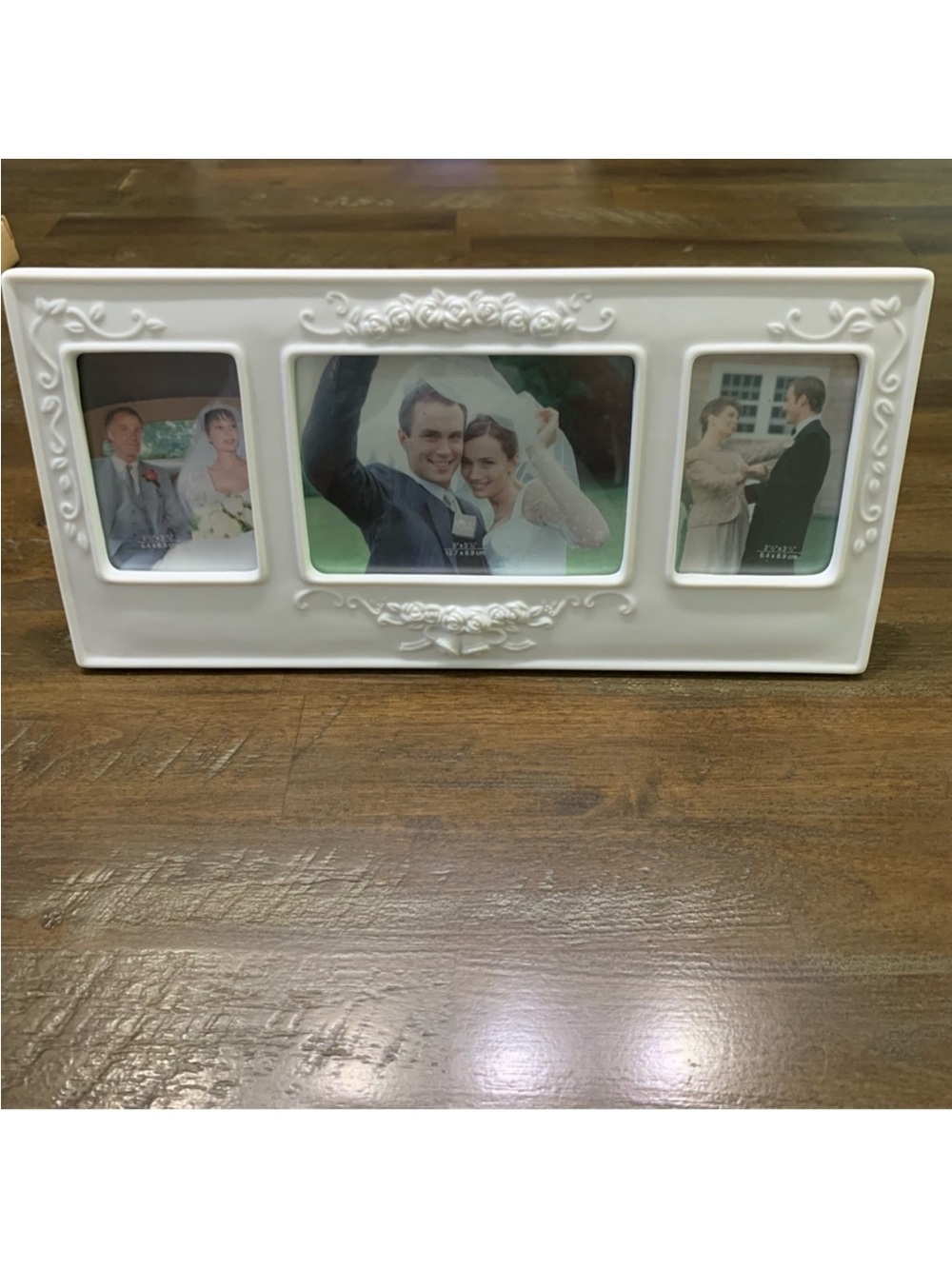 Russ “White Lace and Promises” white roses porcelain photo frame wedding gift
